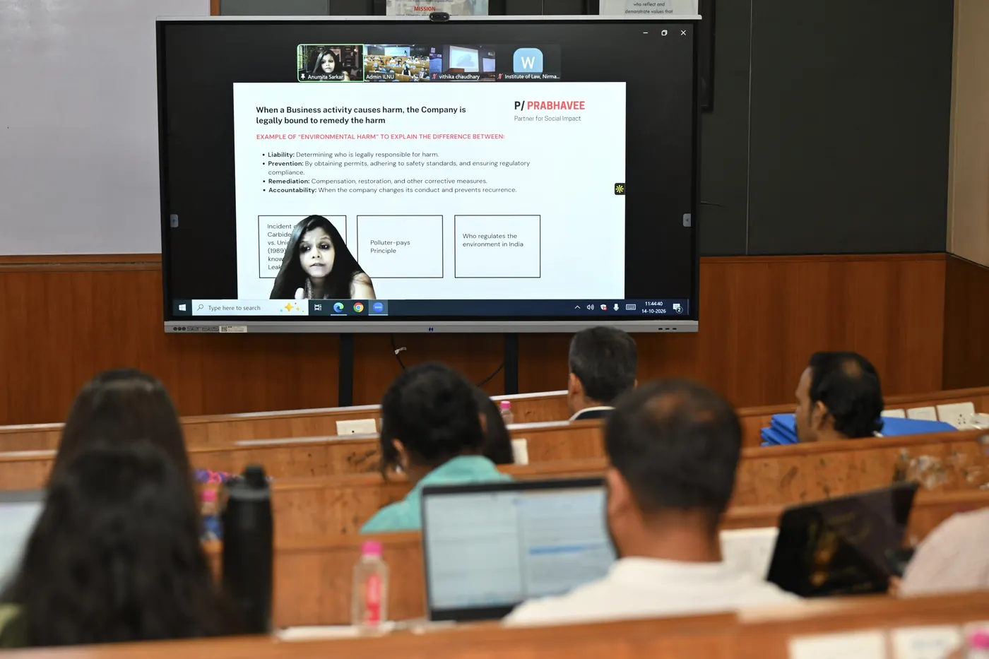 A session on corporate responsibility in progress at the Institute of Law, Nirma University